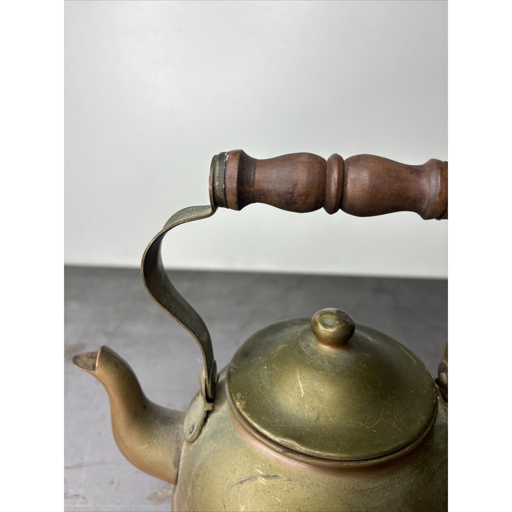 VTG Heritage Tagus Copper Brass Tea Pot Kettle R-51 Wood Handle Portugal Patina - Picture 4 of 12